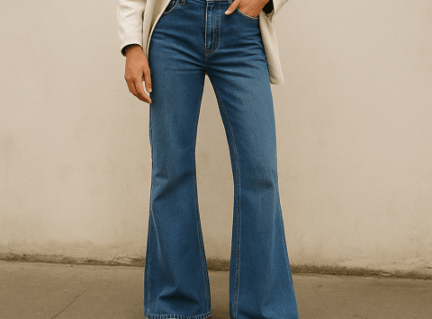 [alt] A man from the waist down wearing a pair of flared jeans